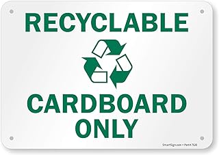 SmartSign 7 x 10 inch “Recyclable Cardboard Only†Sign with Symbol, Digitally Printed, 55 mil Plastic, Green and White