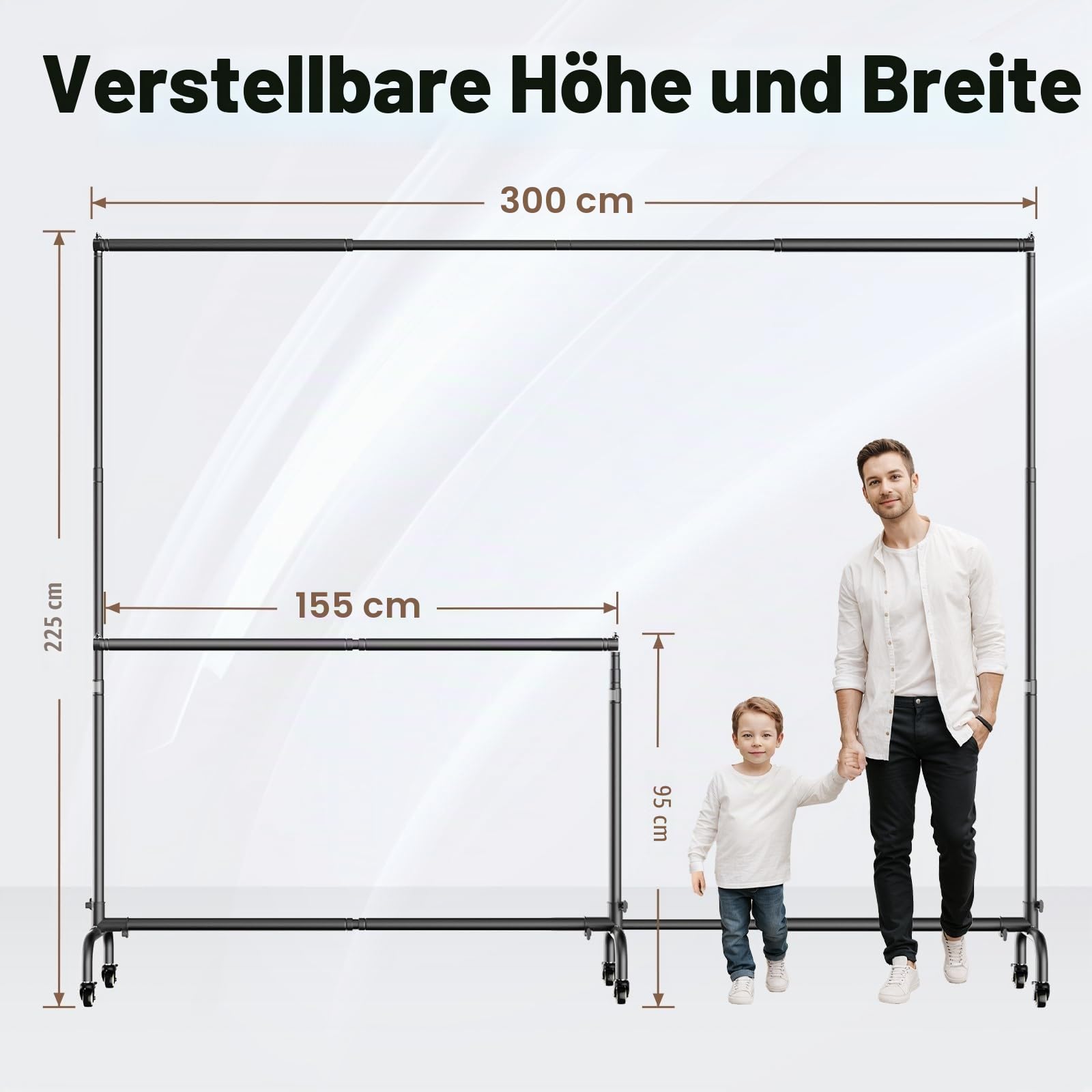 EMART Foto Hintergrund Ständer mit Rädern, 3x2,2m Verstellbarer Fotohintergrund Ständer, Foto Hintergrundsystem für Fotostudio Porträt Produktfotografie Studiofotografie