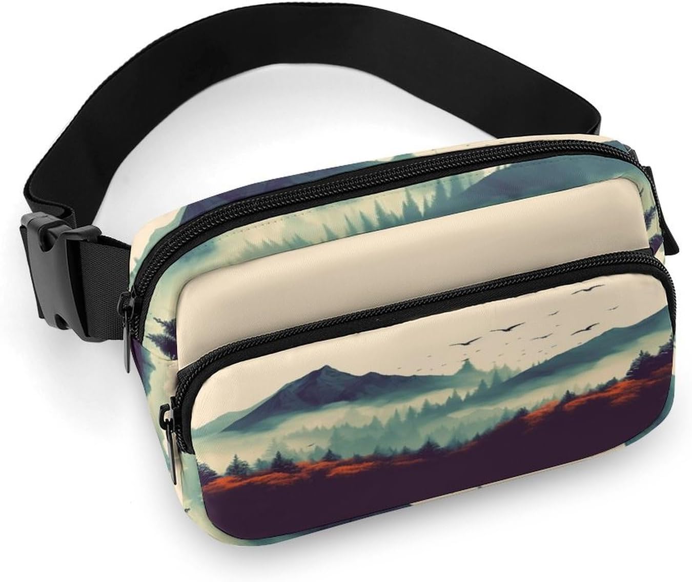 Landscape Mountain Fanny Pack Belt Bag with Adjustable Strap Fashion Waist Bag for Outdoor Sports Hiking