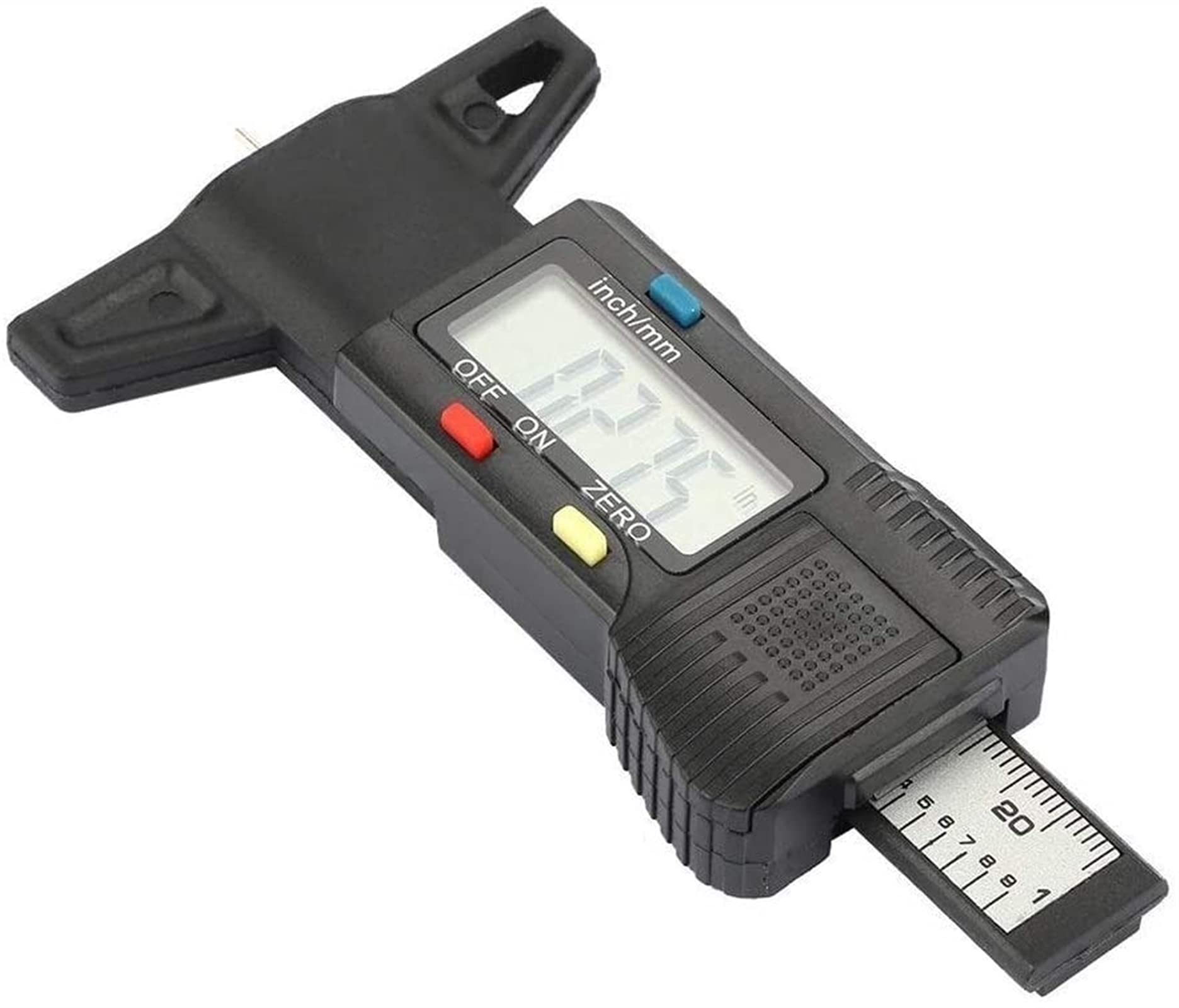 WJJ Profiltiefe LCD Reifenmetermessel digitaler Reifenmesser Tiefe Tiefenprüfung Motorrad -Auto -Tester (Color : Black)