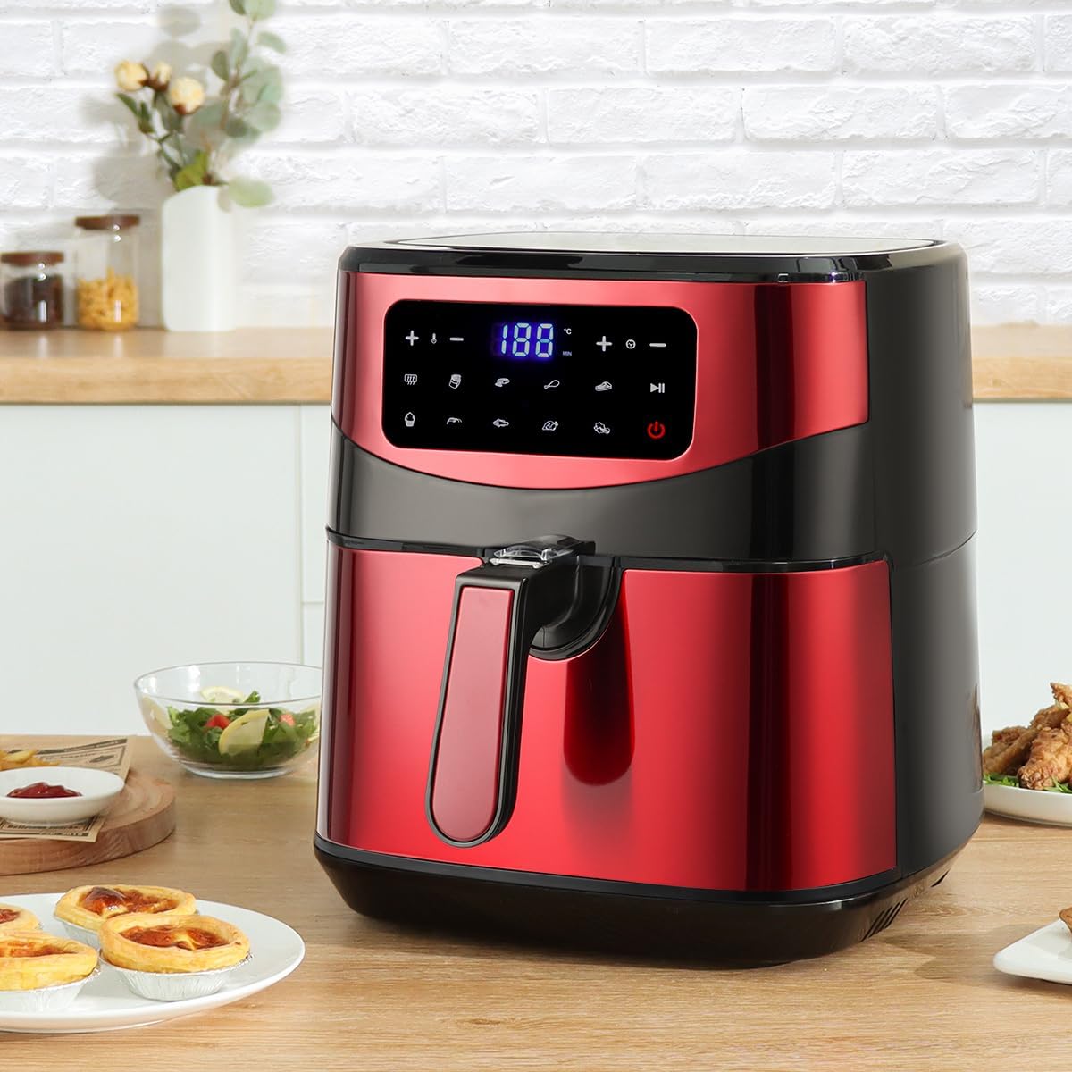 Dimensions of the Swiss Pro+ Digital Air Fryer: 41.5 cm height, 38.8 cm depth, 43.5 cm width.
