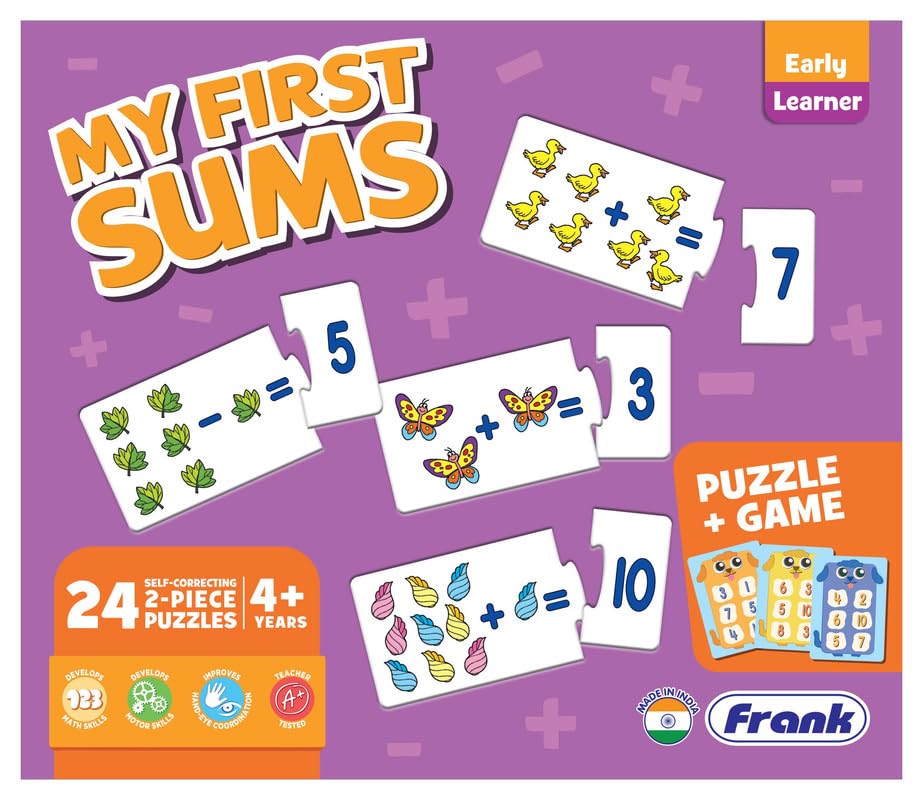 Image of Frank My First Sums Puzzle & Game | Fun & Interactive Self-Correcting Jigsaw Puzzle with Spotty Sums Lotto for Kids 4+ Years | Educational Toy for Early Math Learning, Addition & Subtraction