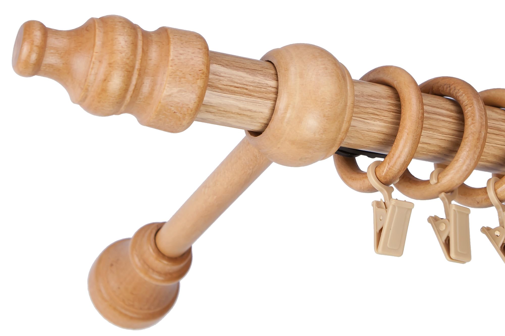 IANPAV Nantural wood, Single Wooden Curtain Pole, 150 cm (59.05"), Light Oak