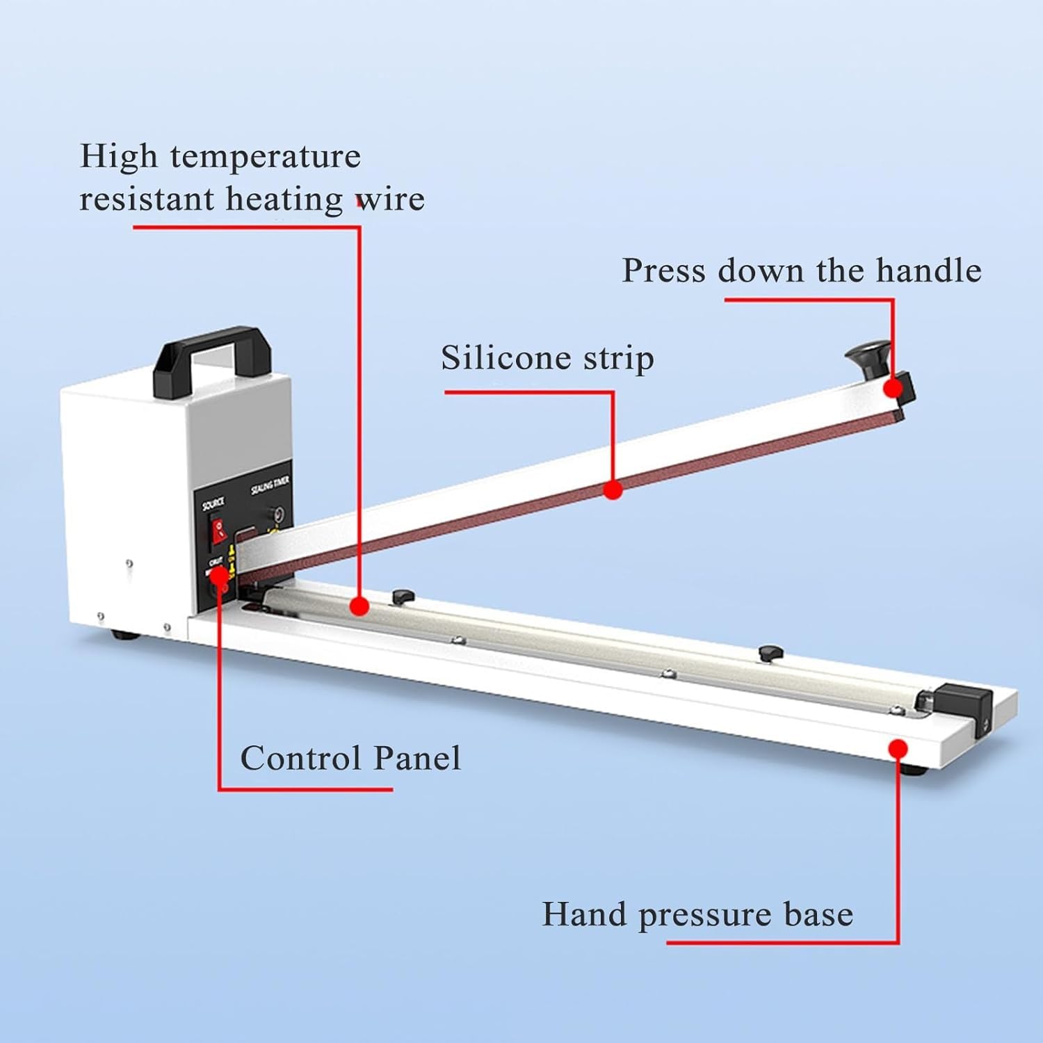 Máquina eléctrica de sellado de bolsas, sellador de prensa térmica portátil, ancho de sellado de 8 mm, 8 ajustes de temperatura, ideal para bolsas de papel de aluminio y mylar, kraft y