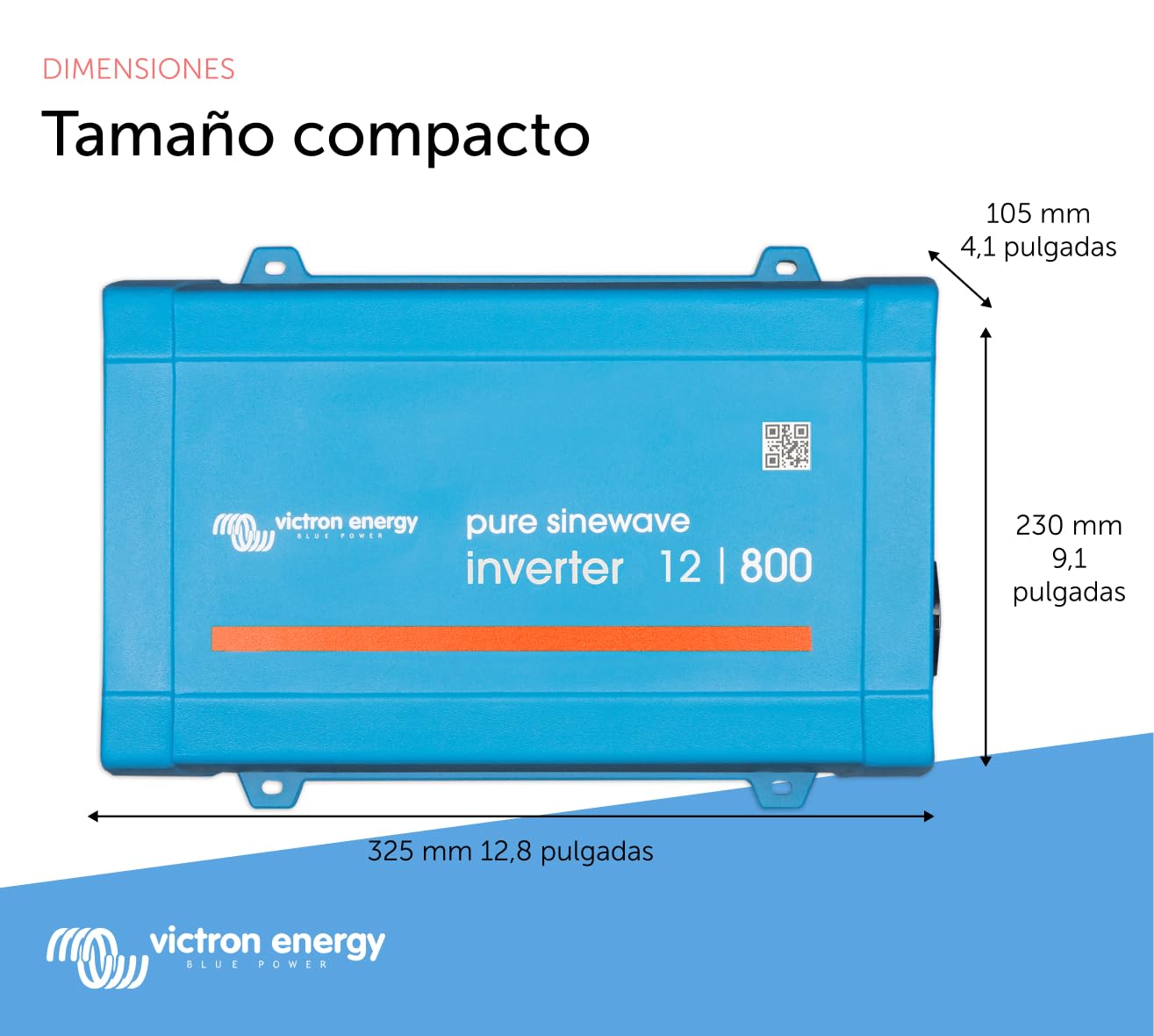 Victron Energy 800VA 12-Voltios 230V CA Inversor de Onda sinusoidal Pura (Schuko)