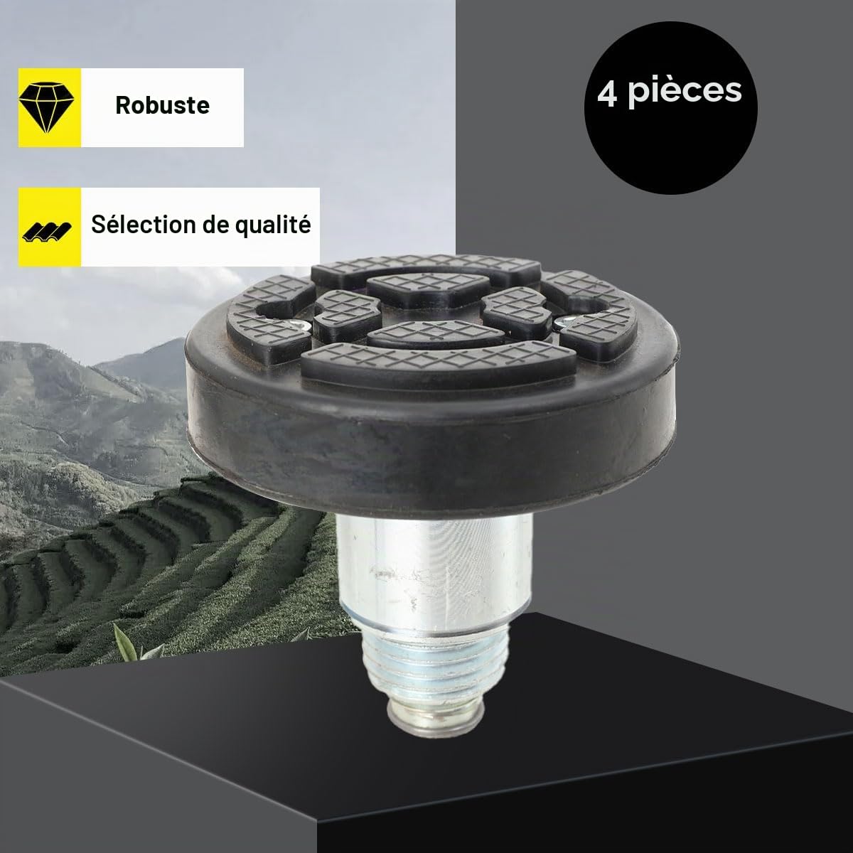 4pcs Pad Blocs pour Pont Elevateur, Coussinets de Cric en Caoutchouc, Bloc de Cric en Caoutchouc avec Filetage pour Lève-Voiture et Plate-Forme de Levage