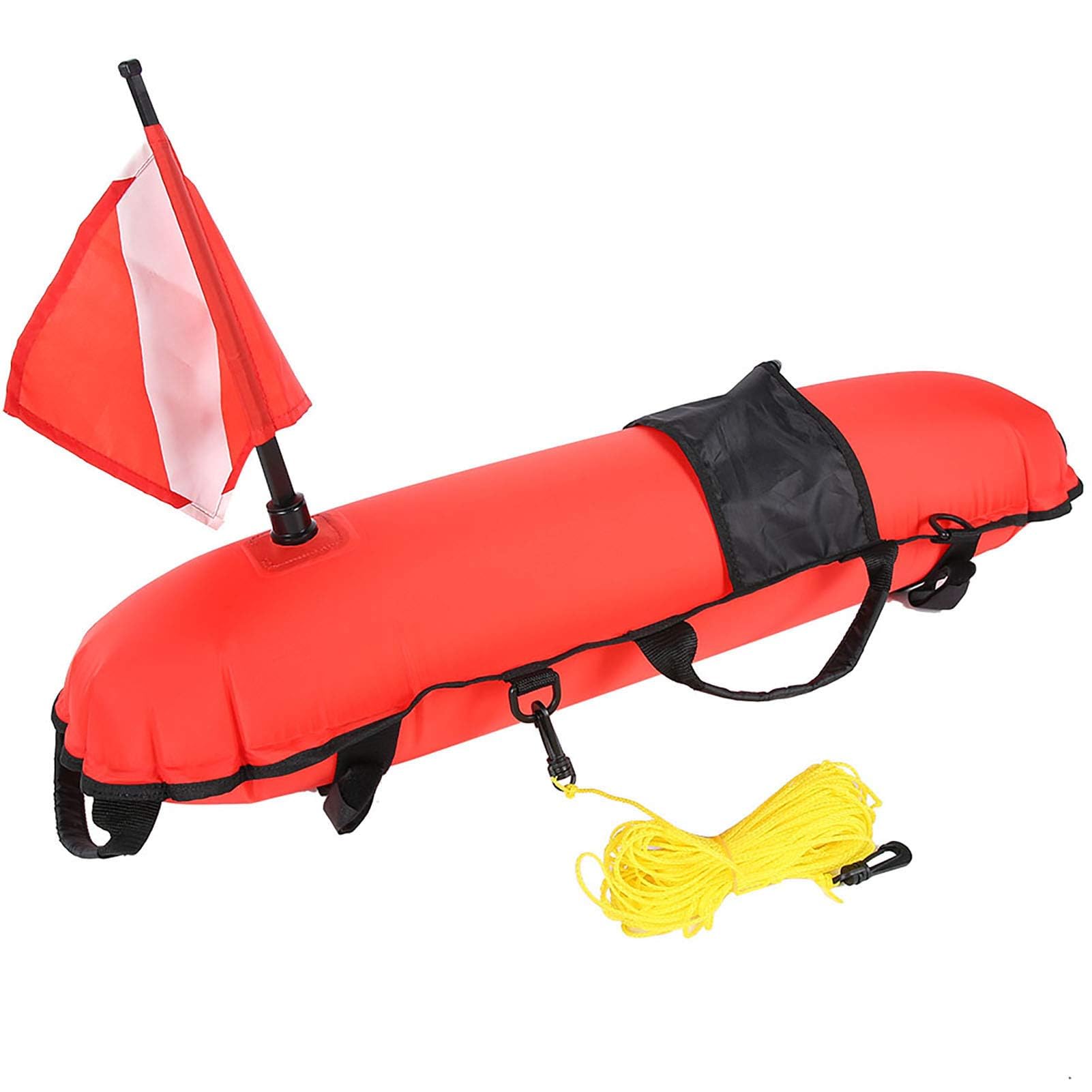 Alomejor Torpedo Buoy Keep Diving Inflation avec Drapeau Pliable et Corde pour la Plongée sous-Marine Chasse sous-Marine Plongée Libre Orange