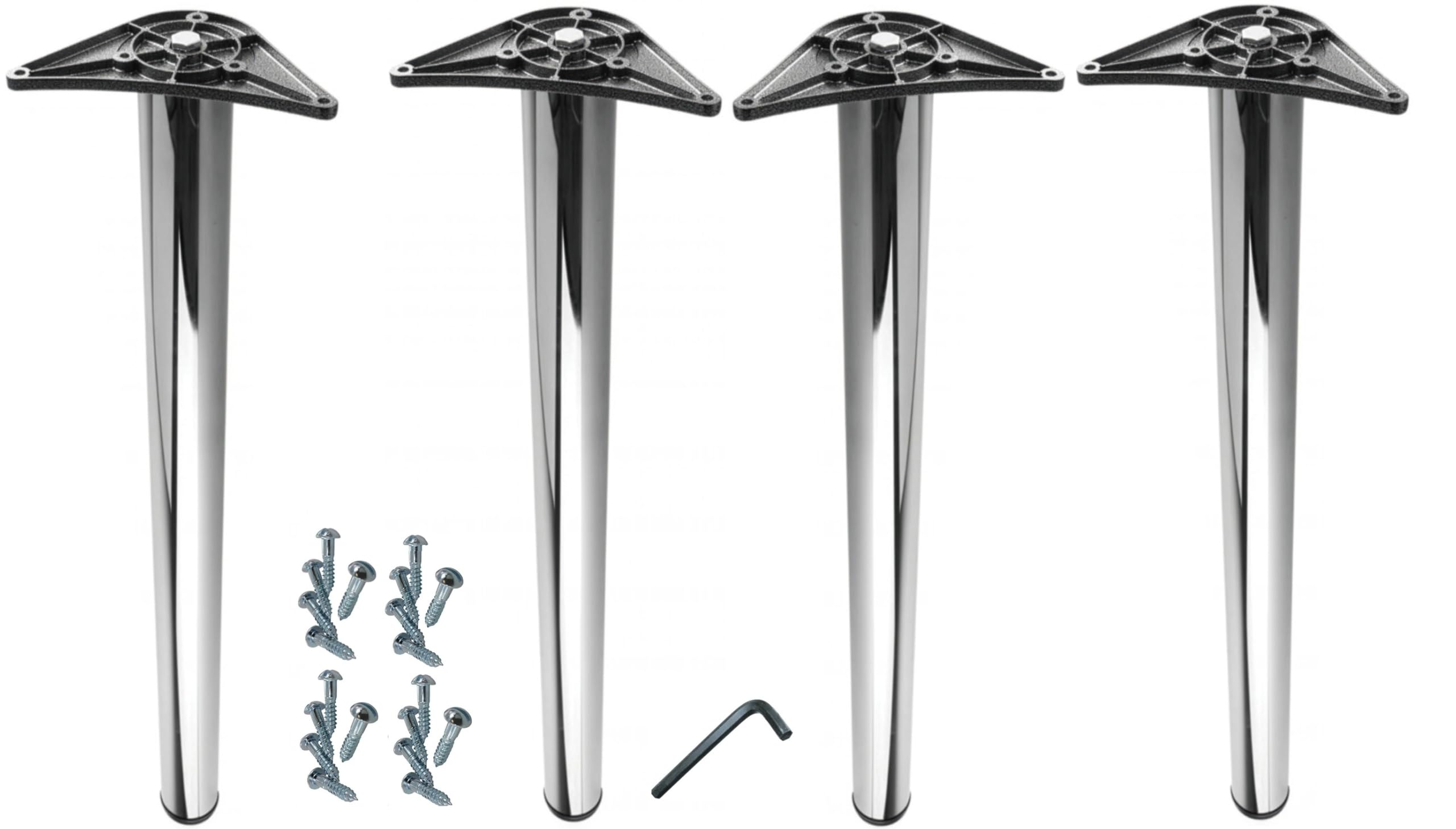 Merriway BH02121 (2 Pcs) Heavy Duty Steel Table Legs, Chrome, 870-900mm (34.3-35.4") x 60mm (2.4"), Pack of 2