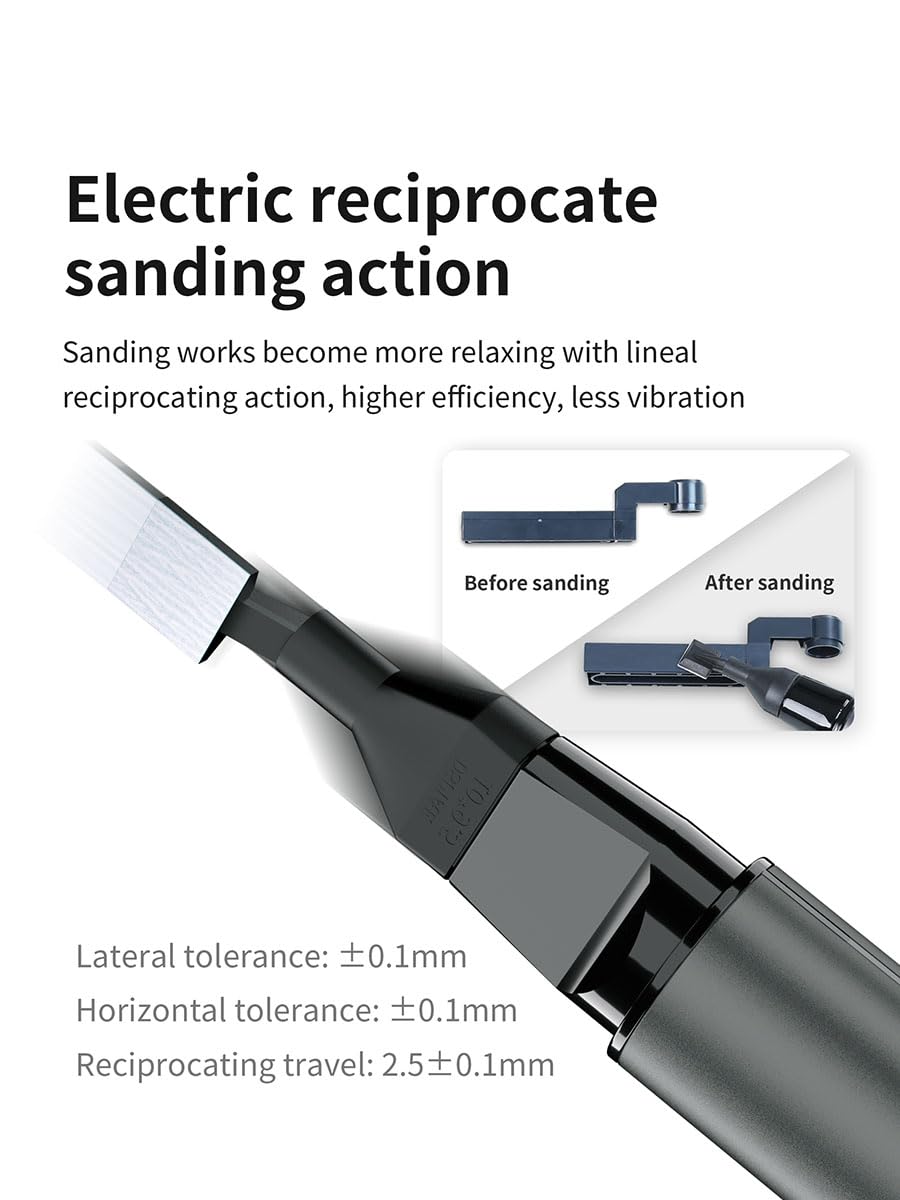 DSPIAE PRO - Levigatrice elettrica alternativa, con 8 teste di levigatura, set di carta vetrata in silicone 7 grana (180-1200), cavo di alimentazione e custodia, velocità di levigatura 5400 giri/min