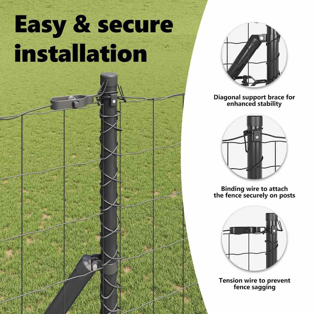 vidaXL Anclaje de Suelo para Valla Euro 10 x 1,5 m Gris Malla | Hecha para durar, con una estructura fuerte que aguanta climas difíciles, Protege del sol y es impermeable,