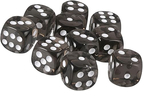Miniatura 2 de 10 dados poliédricos  Dados acrílicos D6 (0.630 in) para juegos de mesa RPG, MTG, DND, (negro transparente)