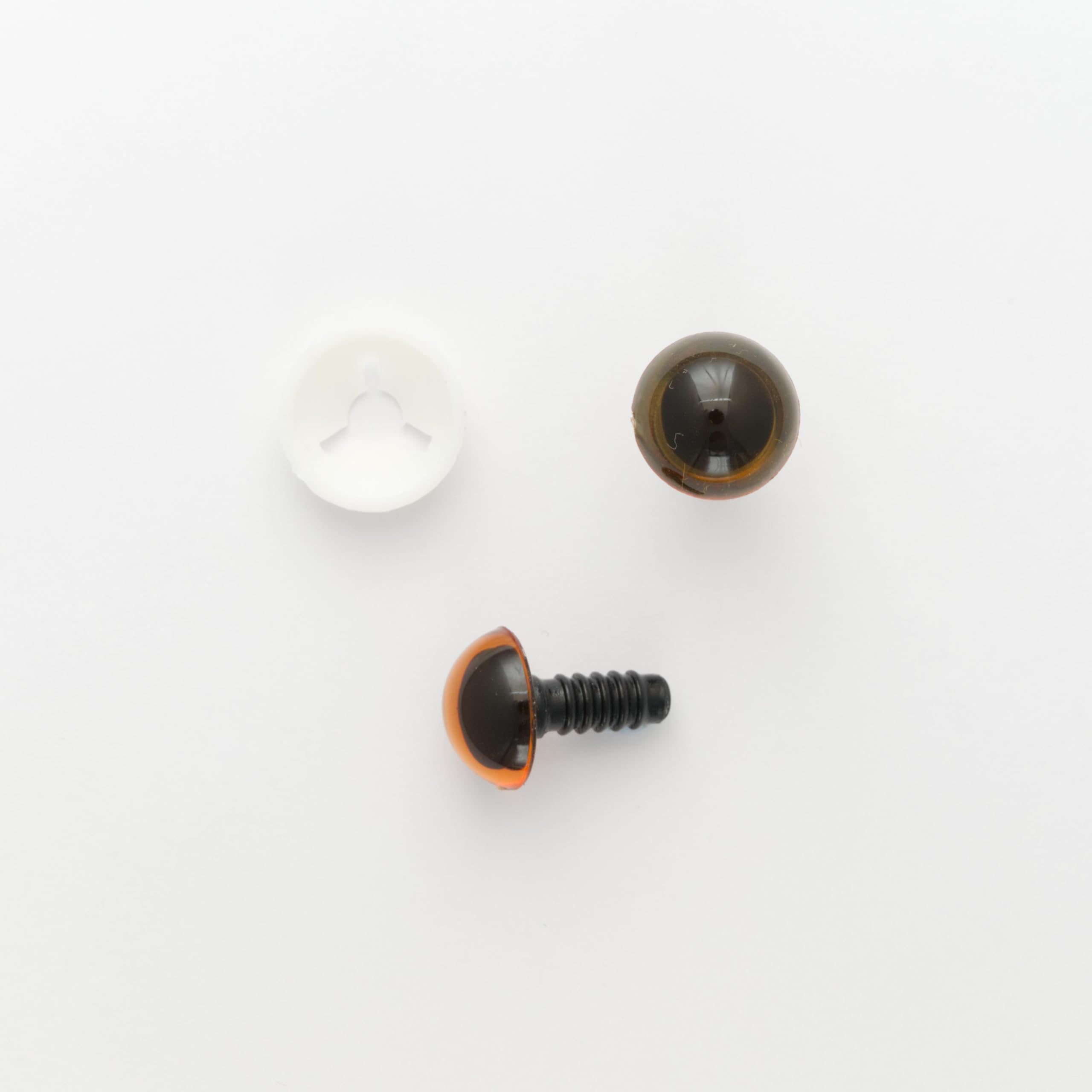 Safety Eyes for Soft Stuffed Toys & Teddy Bears (Amber, 15mm - 10 Pairs)