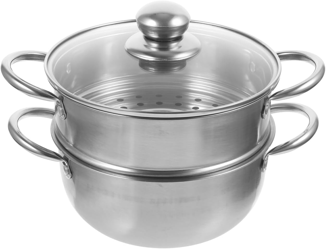 PRETYZOOM Stainless Steel Steamer Pot 9 Inch with Lid Multi-Use Steam Pot for Cooking Vegetables Seafood and Soup Kitchen Cookware
