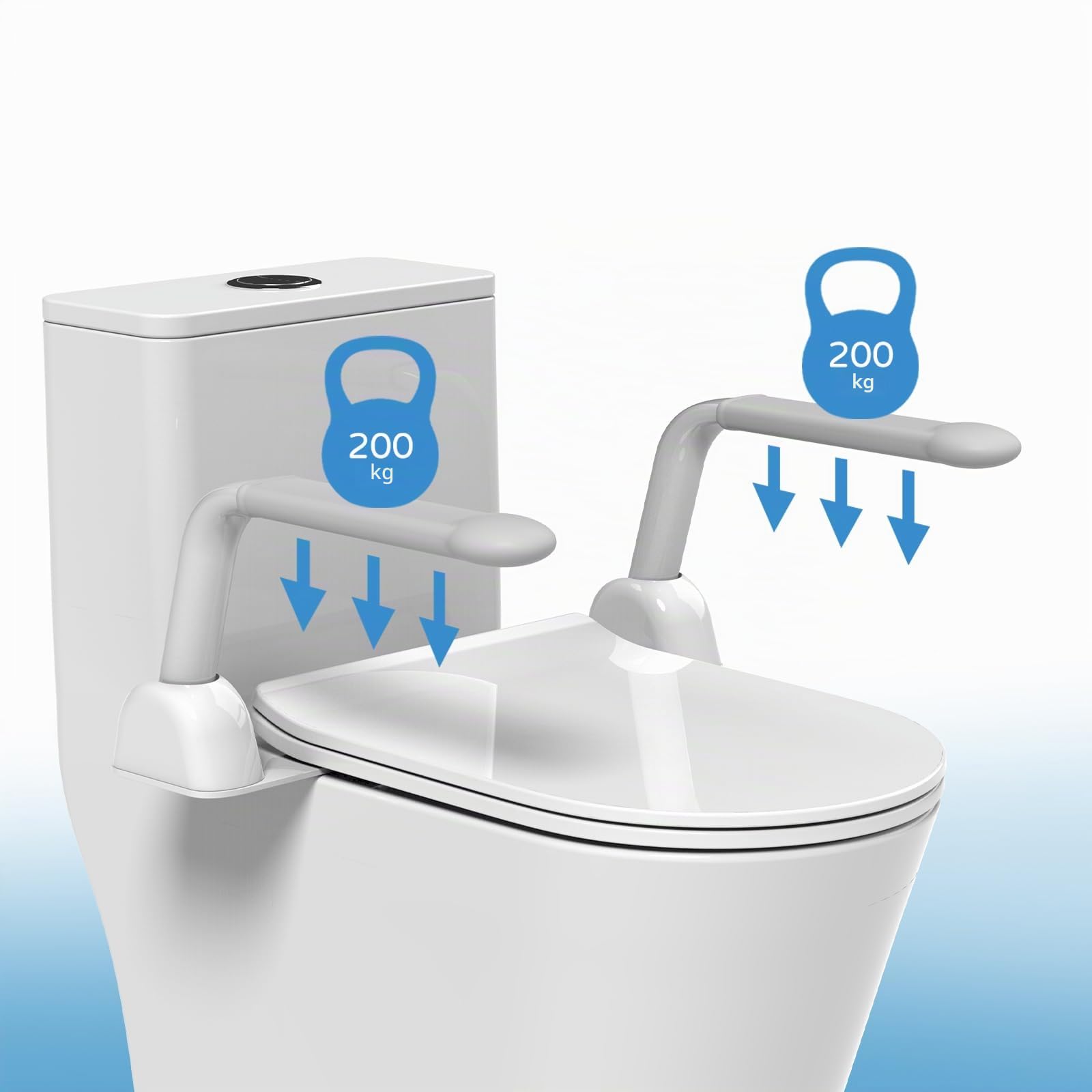 Maniglione WC Pieghevole - Supporto Sicurezza Fisso con Braccioli per Anziani & Disabili, Montaggio Istantaneo Senza Regolazione