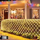 Christmas Net Lights, 360 LED Outdoor Net Mesh Lights for Bushes 21x5 ft, 8 Modes Waterproof Twinkle String Lights Connectable for Christmas Hedge Yard Garden Decor, Warm White