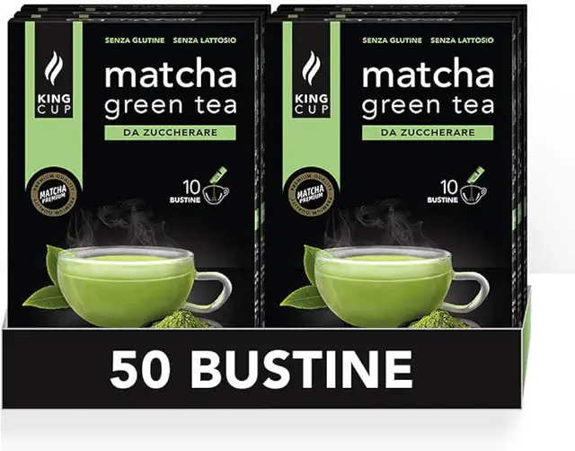 King Cup Matcha Green Tea Latte - 50 Soluble Sticks, Gluten & Lactose Free