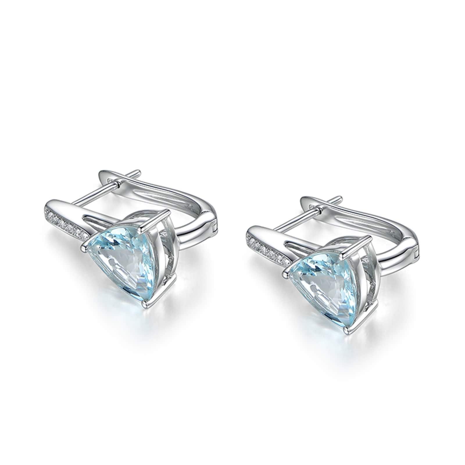 Wesele Creole 750 białe złoto trójkąt akwamaryna 3,88 ct 1,76 ct kolczyki białe złoto diament wtyk dla kobiet