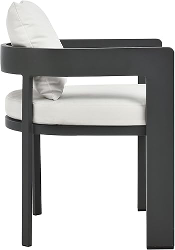 Miniatura 6 de Modway Silla de comedor de tela de aluminio con recubrimiento en polvo para patio al aire libre Tahoe en gris blanco