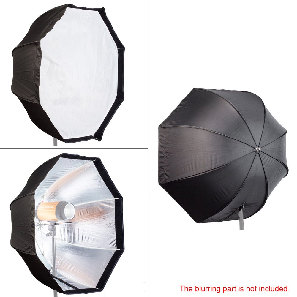 Przenośny składany ośmiokątny parasol softbox dyfuzor reflektor do studia fotograficznego Flash Speedlite oświetlenie stroboskopowe ze szkieletem z włókna węglowego, tkanina Oxford, biała osłona
