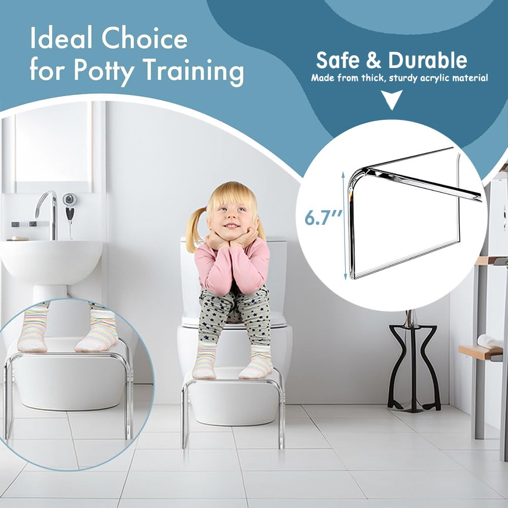 Kinder-Tritthocker, 17 cm, Tmoice Acryl, transparent, Toilettenbank, Hocker, Badezimmer-Fußhocker, Gewichtsbelastung 75 kg, geeignet für Schlafzimmer, Flur, Küche und Badezimmer