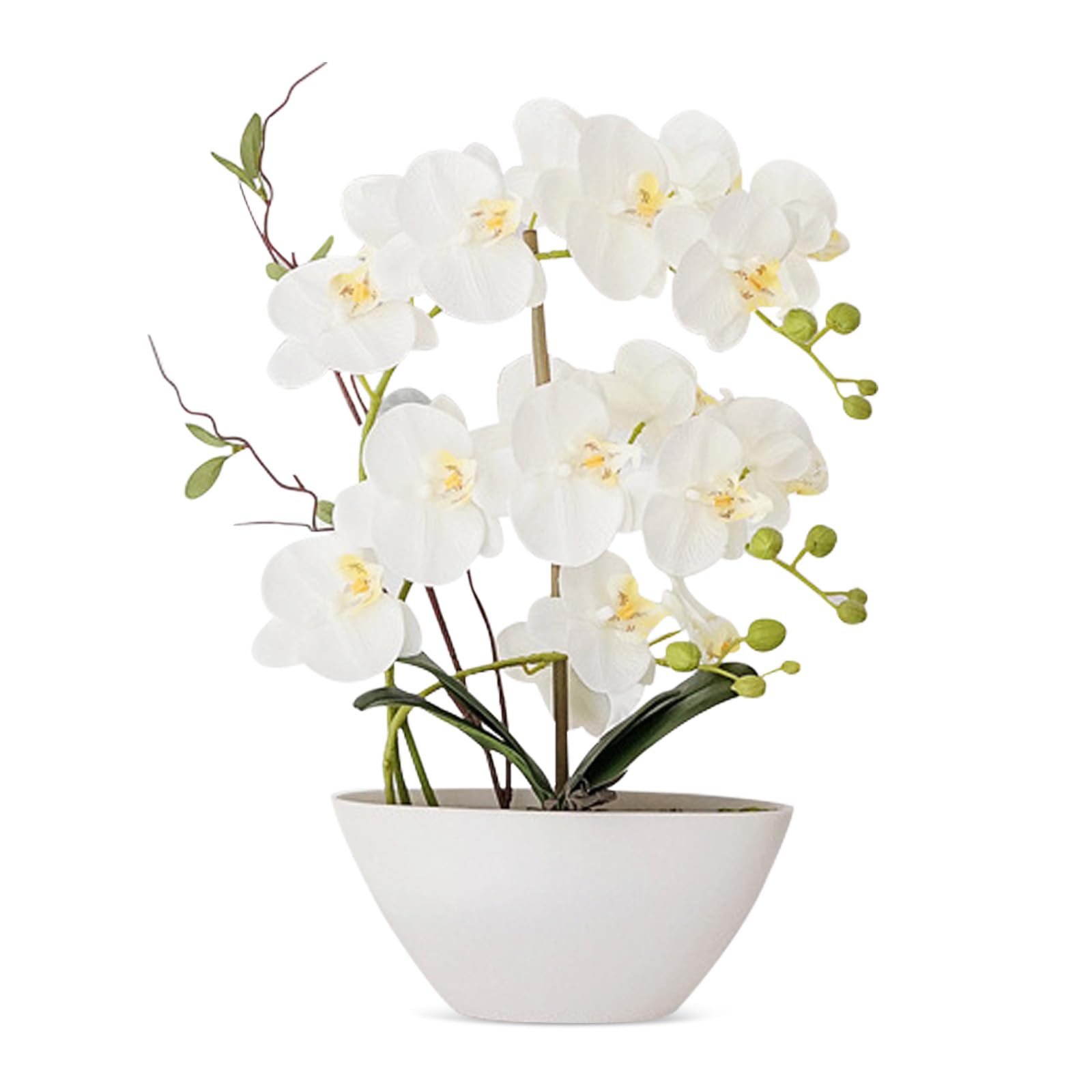Fleurs Artificielles, 45CM Fleurs Artificielles Orchidée Décoration Artificielle Plantes Comme De Vraies Décoratives Artificielles Orchidées En Pot Décoration De Table Rebord De Fenêtre Pour Salon