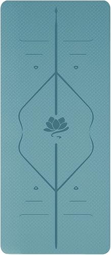 Miniatura 1 de Tapete de yoga ecológico TPE antideslizante de 13 pulgadas de grosor (0.315 in) 72 x 24 pulgadas, líneas de alineación, agarre de doble capa,