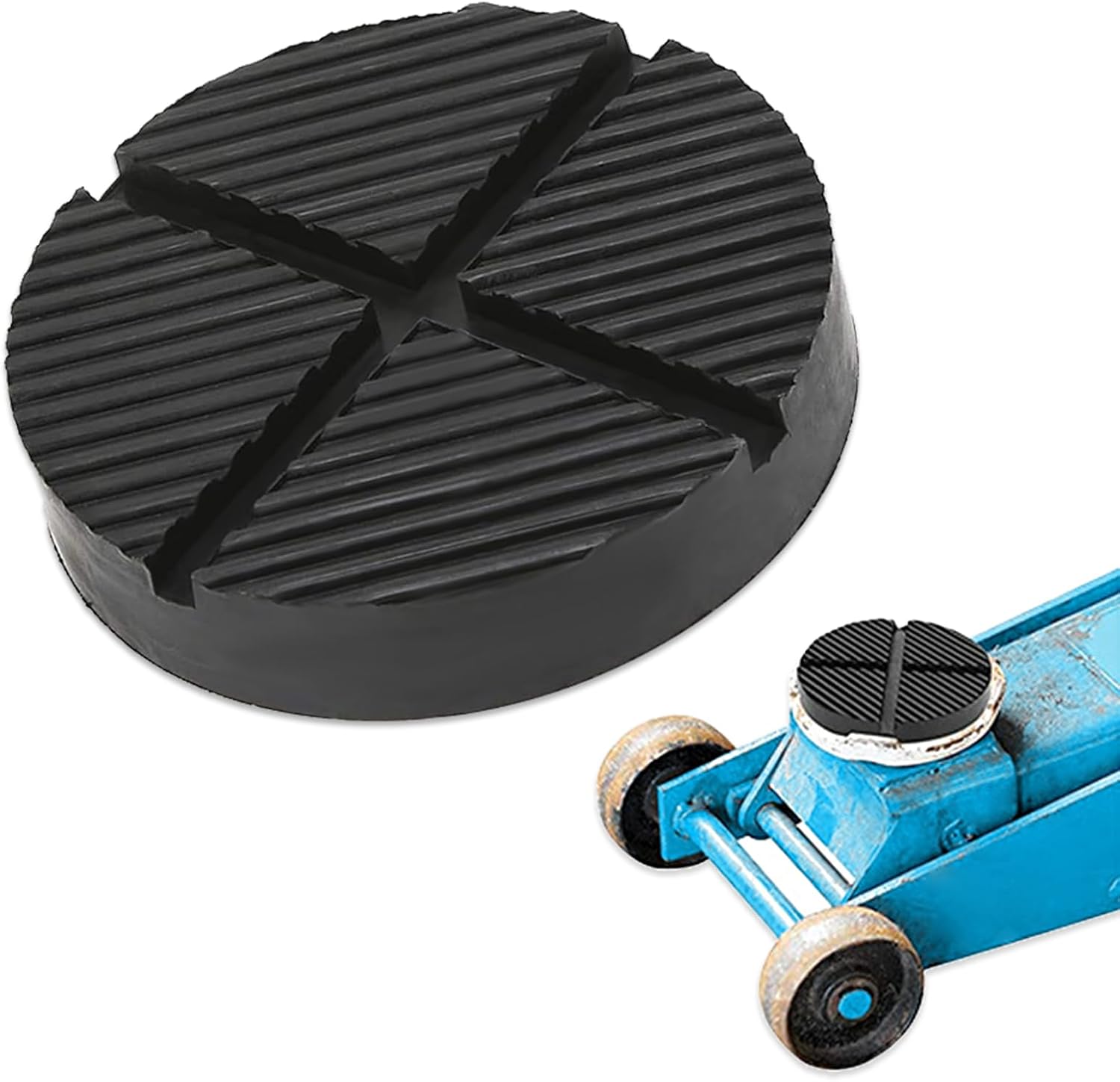 1 PC Automotive Jack Pad, 4.92" x 1.02" Disc Shape Frame Rail Pressure Buffer Protector Bracket Jack Rubber Pad, Car Three-ton Load-Bearing Accessories, Suitable for Most Car Models (Black)