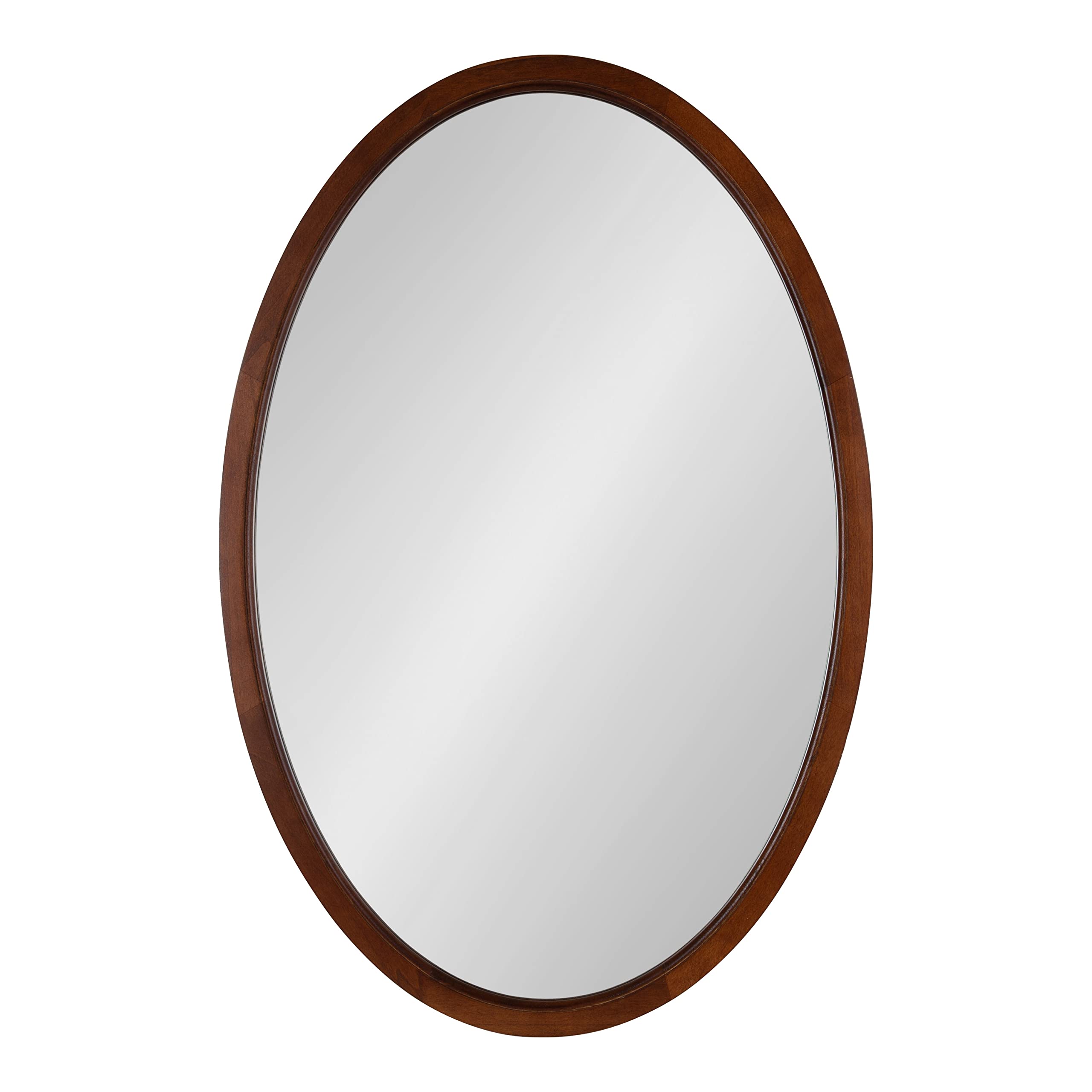 Hogan Farmhouse Oval Framed Wall Mirror, 24 x 36, Dark Walnut, Decorative Traditional Wood Mirror with Soft Curvature and Modern Oval Shape