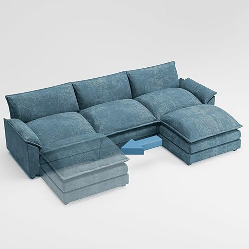 Miniatura 6 de Shahoo Sectional Modular Sofa L Shaped Chenille Fabric Couch with High Supportive & Soft Sponges and Removable Ottoman, Sleeper Comfy Upholstered