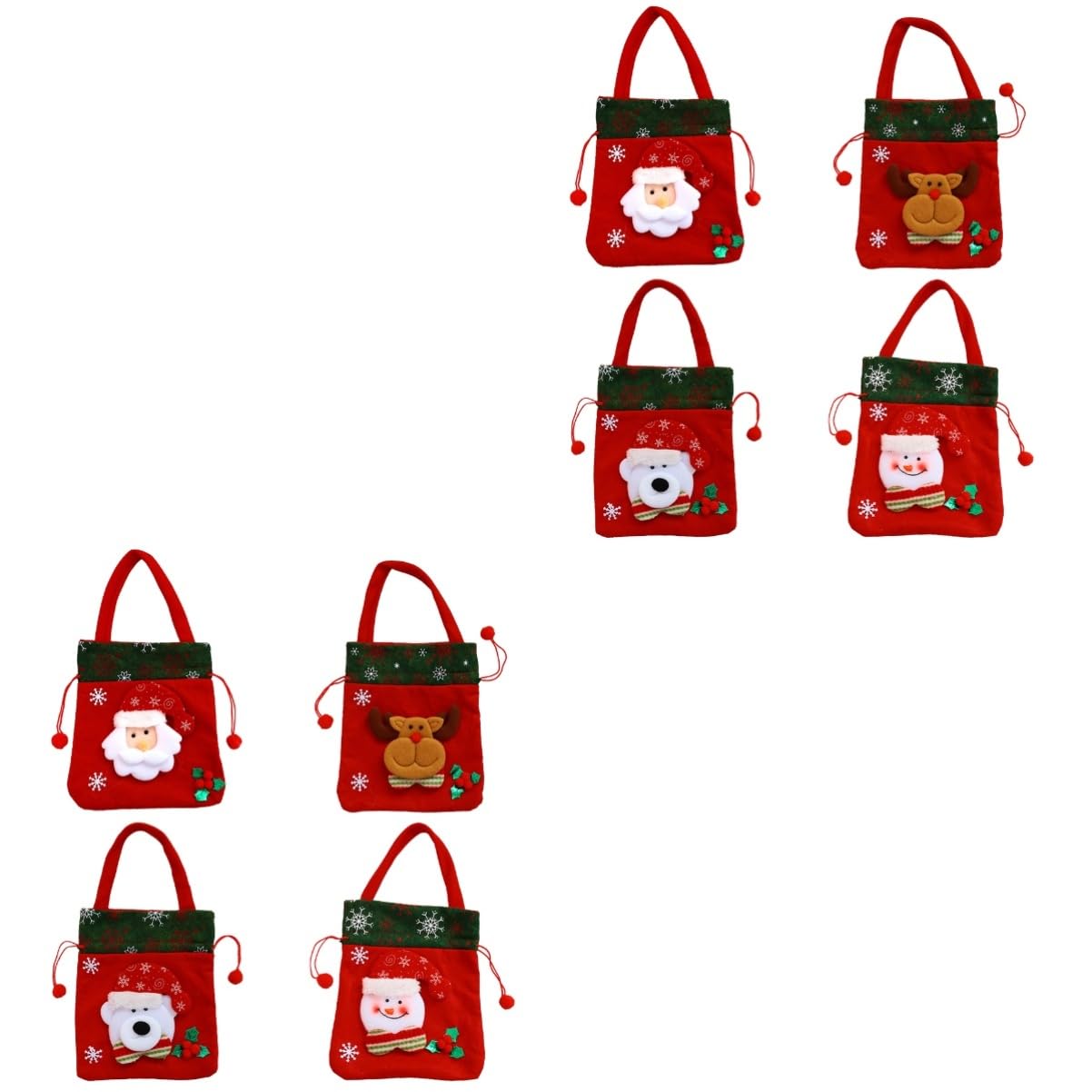 Didiseaon 8pezzi Sacchetti Di Natale Con Motivi Di Cartoni Animati Tote Pratico Per Caramelle Sacchetti Portatili Per Feste e Organizzazione Domestica
