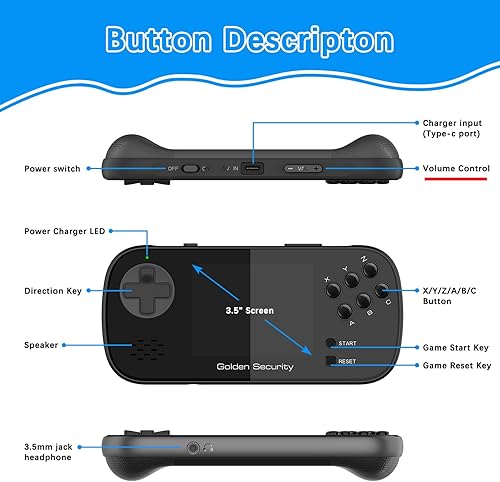 Miniatura 2 de Juego de mano para niños, consola de juegos retro con 156 videojuegos retro, consola de juegos de mano con batería recargable de 3.5 pulgadas,
