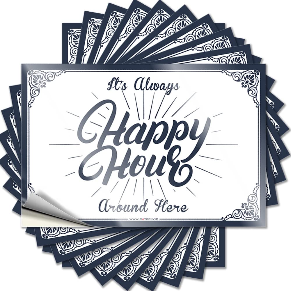 It's Always Happy Hour Around Here Fall Vintage - Sticker Bottle Waterproof Decal(12X18CM)