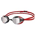 ARENA Unisex Adult Python Racing Swim Goggles for Men and Women Anti-Fog Mirror Lens Max Comfort Dual Strap, Silver/Black/Red