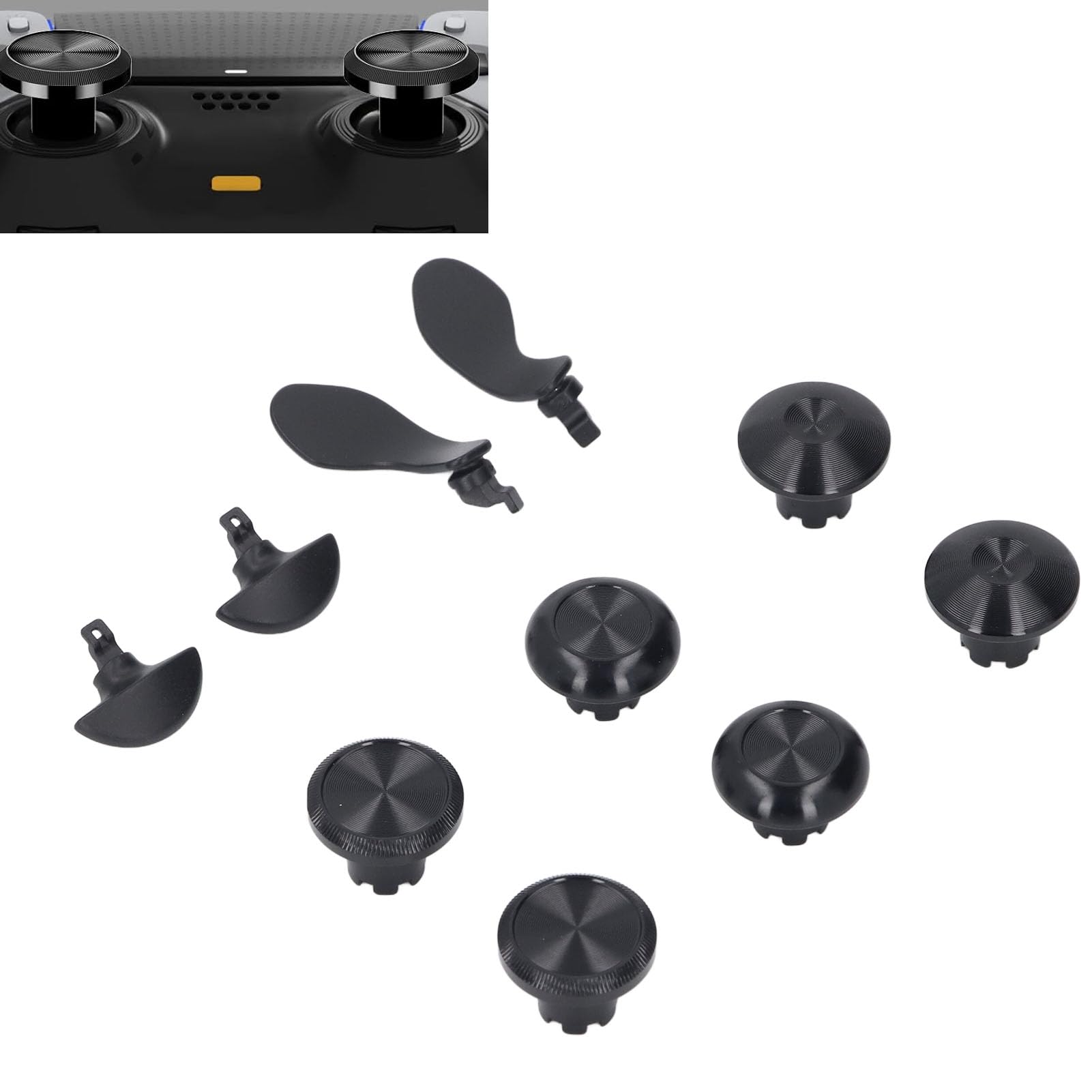 Metall Thumbsticks für PS 5 Edge Controller, 6 Stück Metall Joystick Kappen+4 Stück Metall Paddles auf Rückseite, Analogstick Joystick Kappen mit Paddles für PS 5 Edge Controller