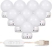 Kit 10 Lâmpadas Led Luzes De Espelho para Maquiagem Camarim Usb 6000/6500k com Interruptor e Fita Dupla Face