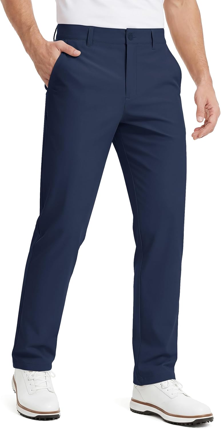 TACVASEN Golf Pants Men Stretch Classic Fit Mens Slacks Straight Leg Lightweight Pants with Zipper Pockets for Dress Work
