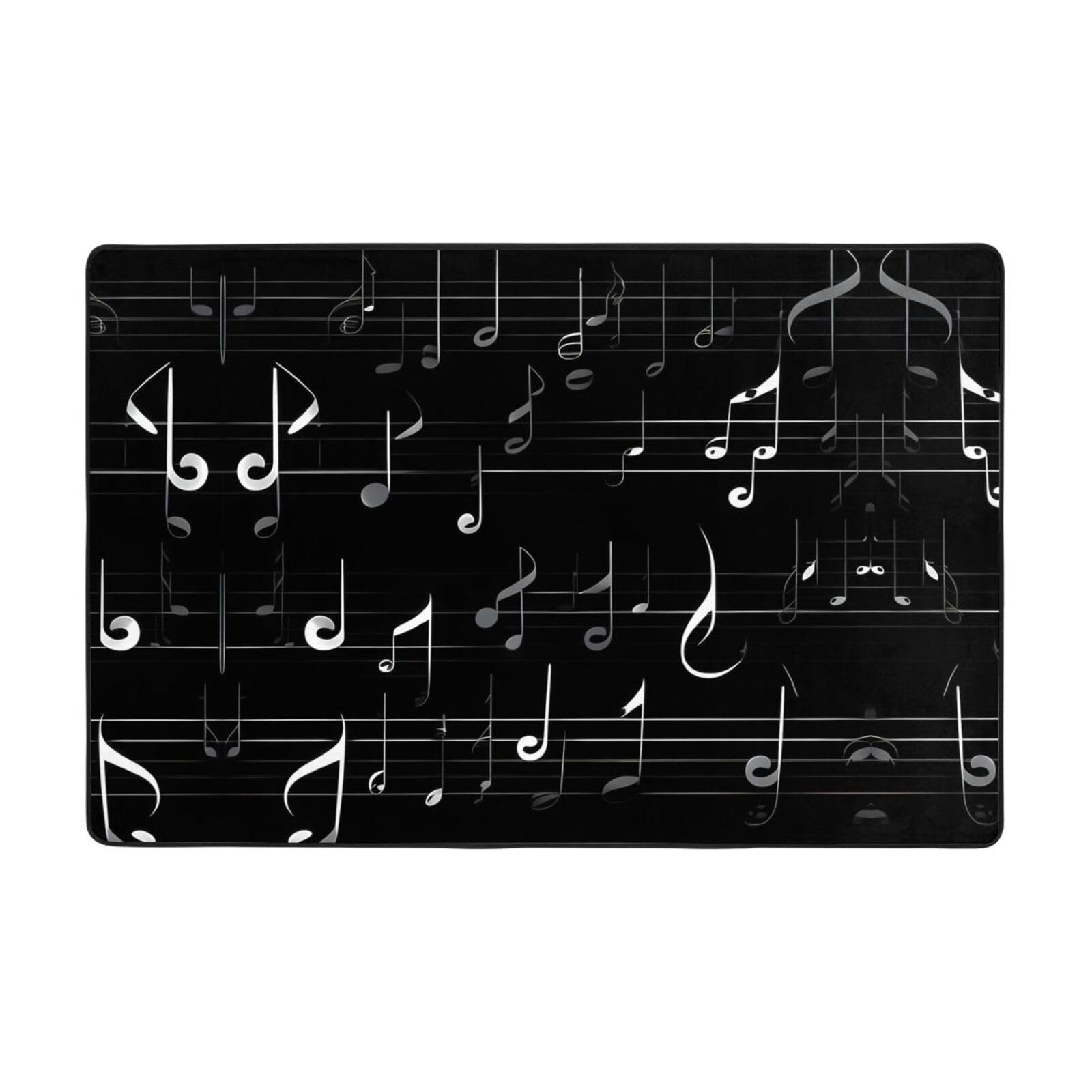 Tapis noir avec notes de musique pour réveiller la décoration de votre salon moderne