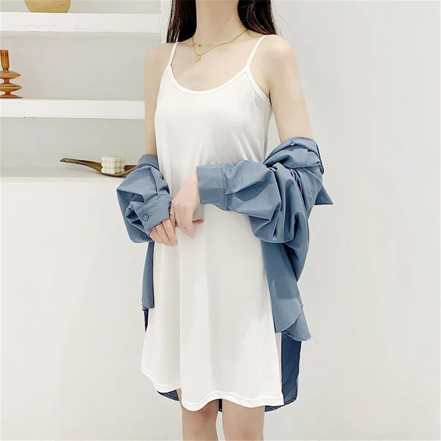 Women’S Full Slip Under Dress Summer Plus Size Sleeveless Satin Petticoat Underskirt Spaghetti Strap