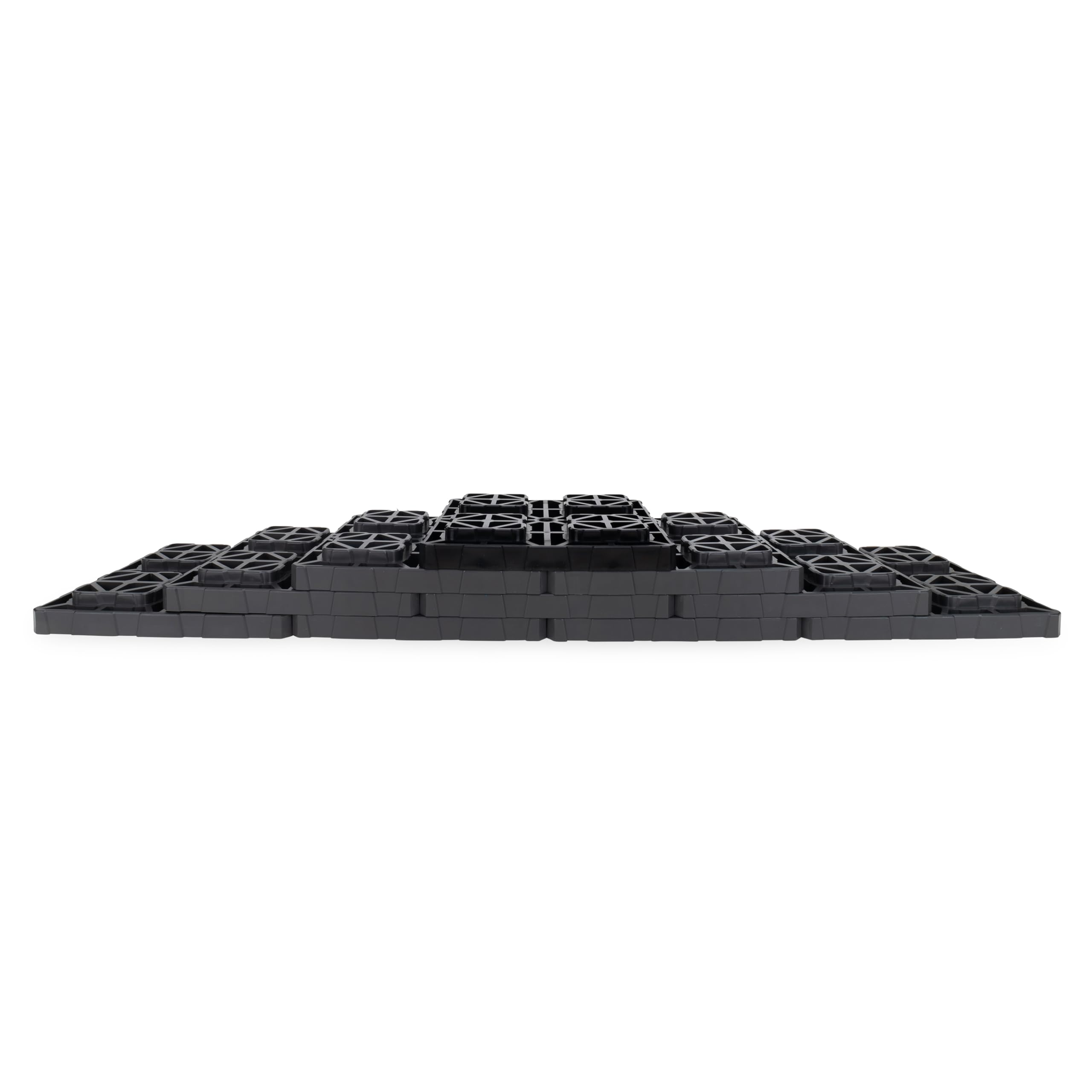 Camco Fasten 21026 Lot de 10 Blocs de nivellement XL 2 x 2 – Design emboîtable permettant d'empiler à la Hauteur souhaitée – Comprend Un système de Transport sécurisé avec poignée en T – Gris