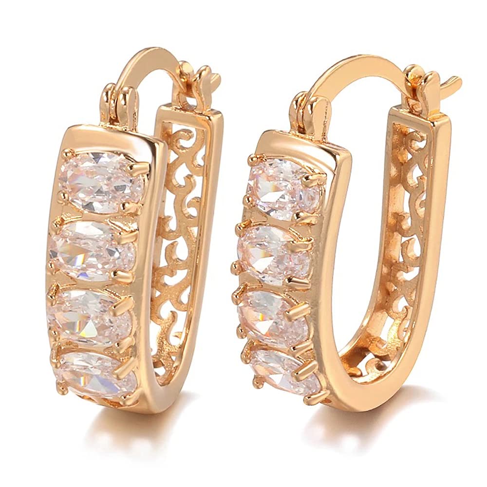 Shining Diva Fashion 18k Rose Gold Plated Latest Fancy Stylish Copper Zircon Bali Earrings for Women and Girls (12845er)
