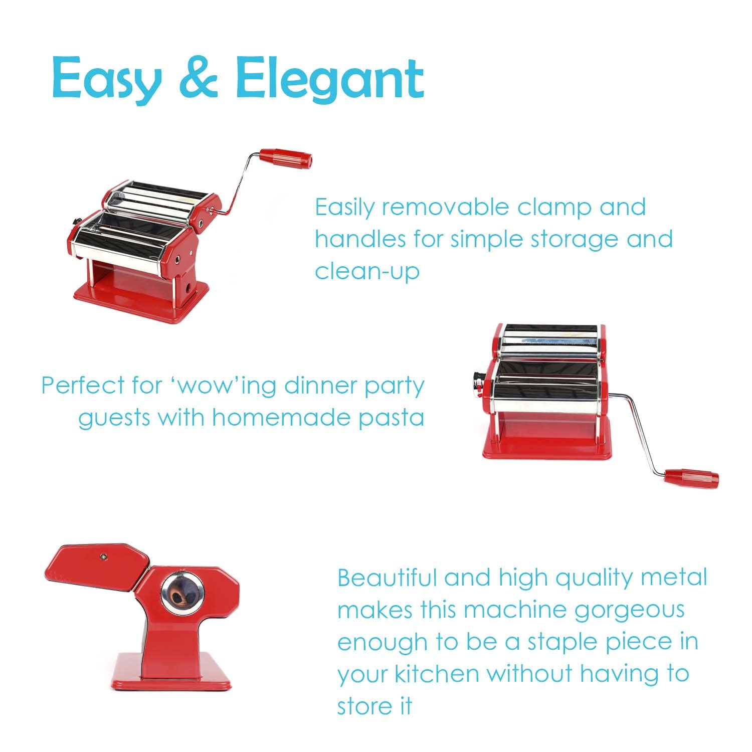Buy Houseables Pasta Rollers, Noodle Roller Machine, Manual Hand Crank