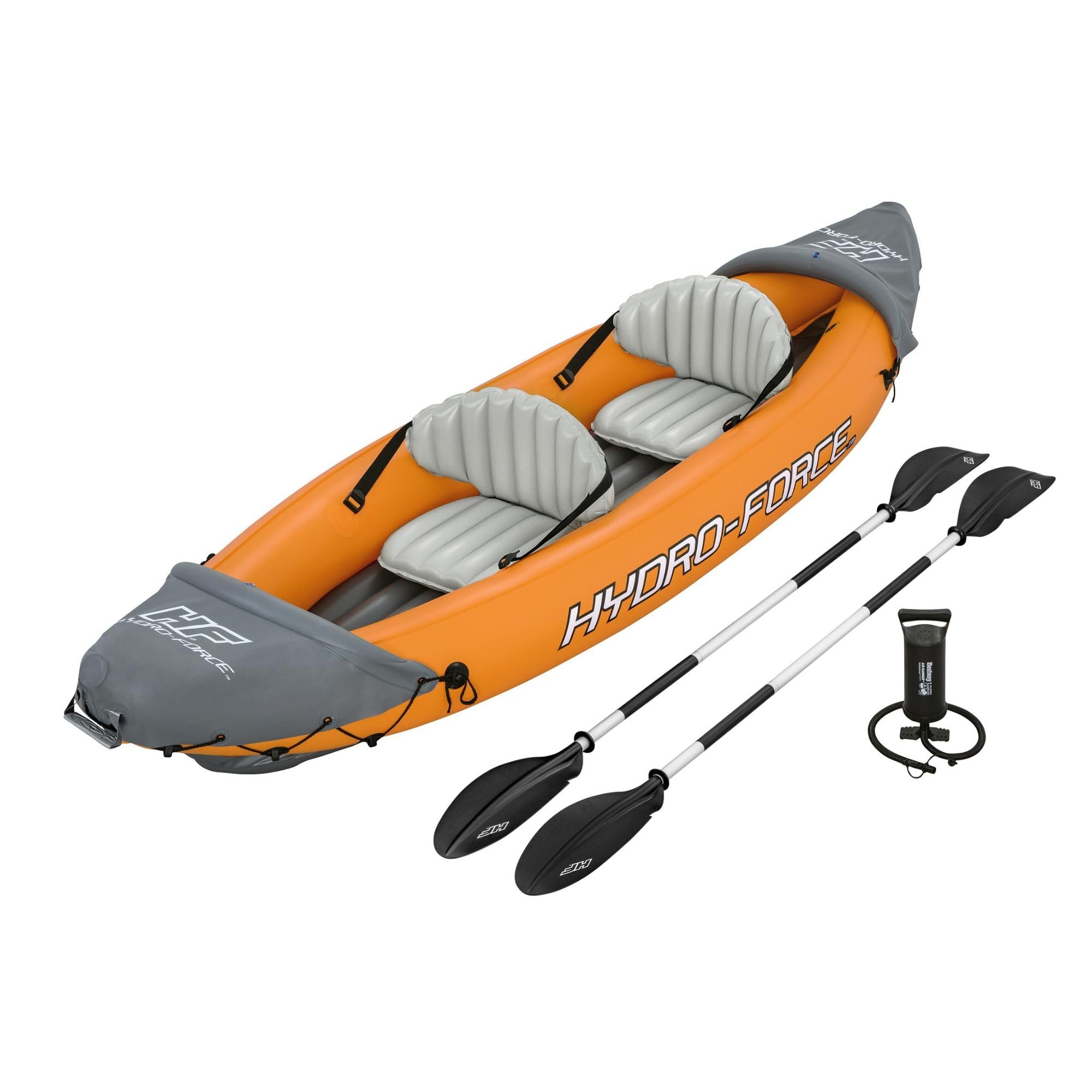 Hydro-Force Rapid Kayak Gonflable pour 2 Personnes avec sièges, Dossier, pagaies, Pompe à Main et Sac de Transport, Orange