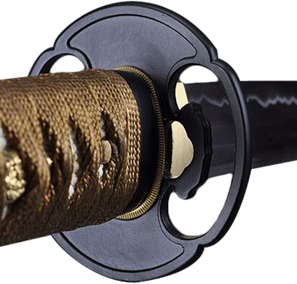 Handmade Sword - Fully Practical Samurai Katana Sword, 1045 Carbon Steel, Hand Forged Heat Tempered, Full Tang, Sharp, Brown Scabbard