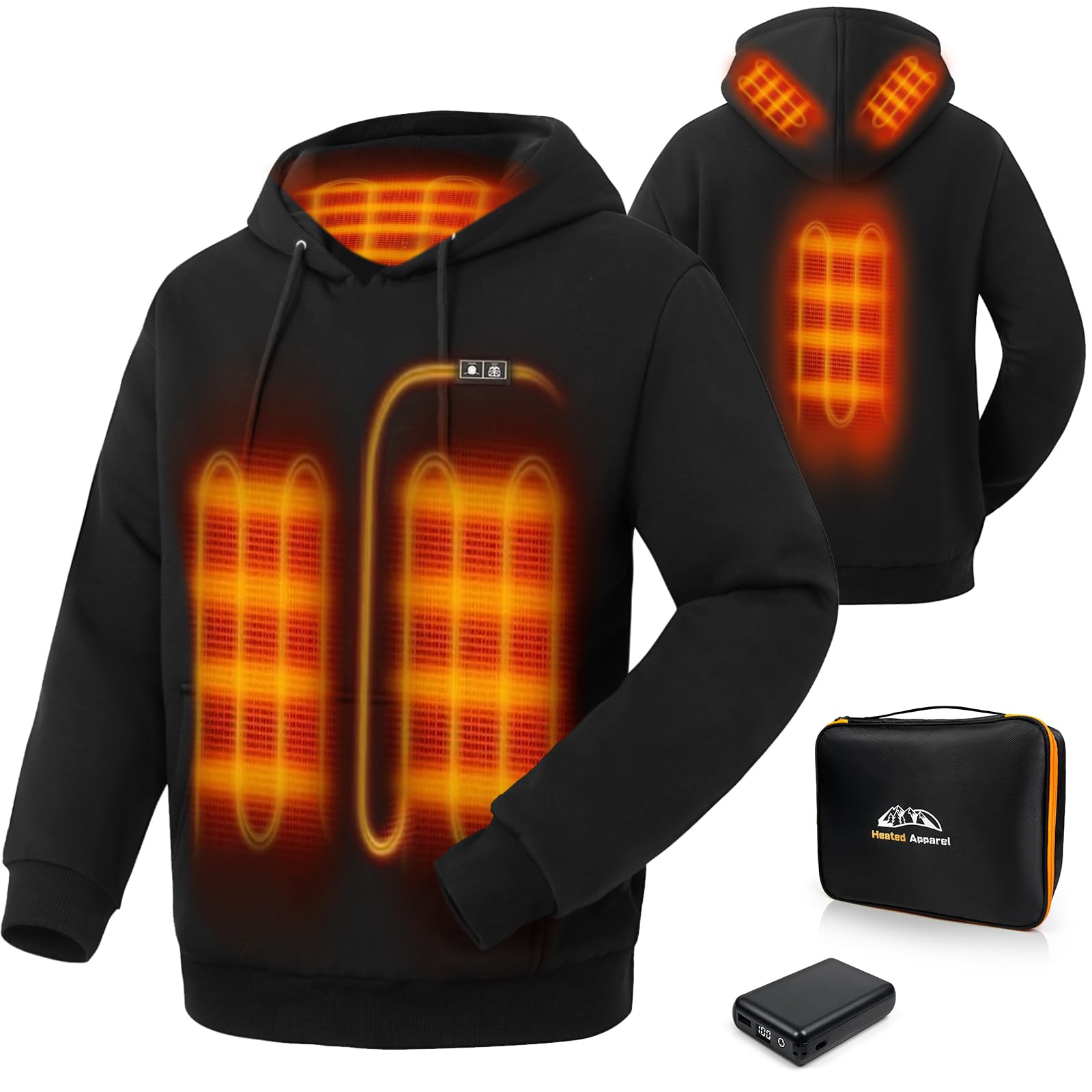 Heated Hoodie for Women and Men Pullover Sweatshirt with 12000mAh Battery Pack 6 Heating Zones 3 Heating Levels