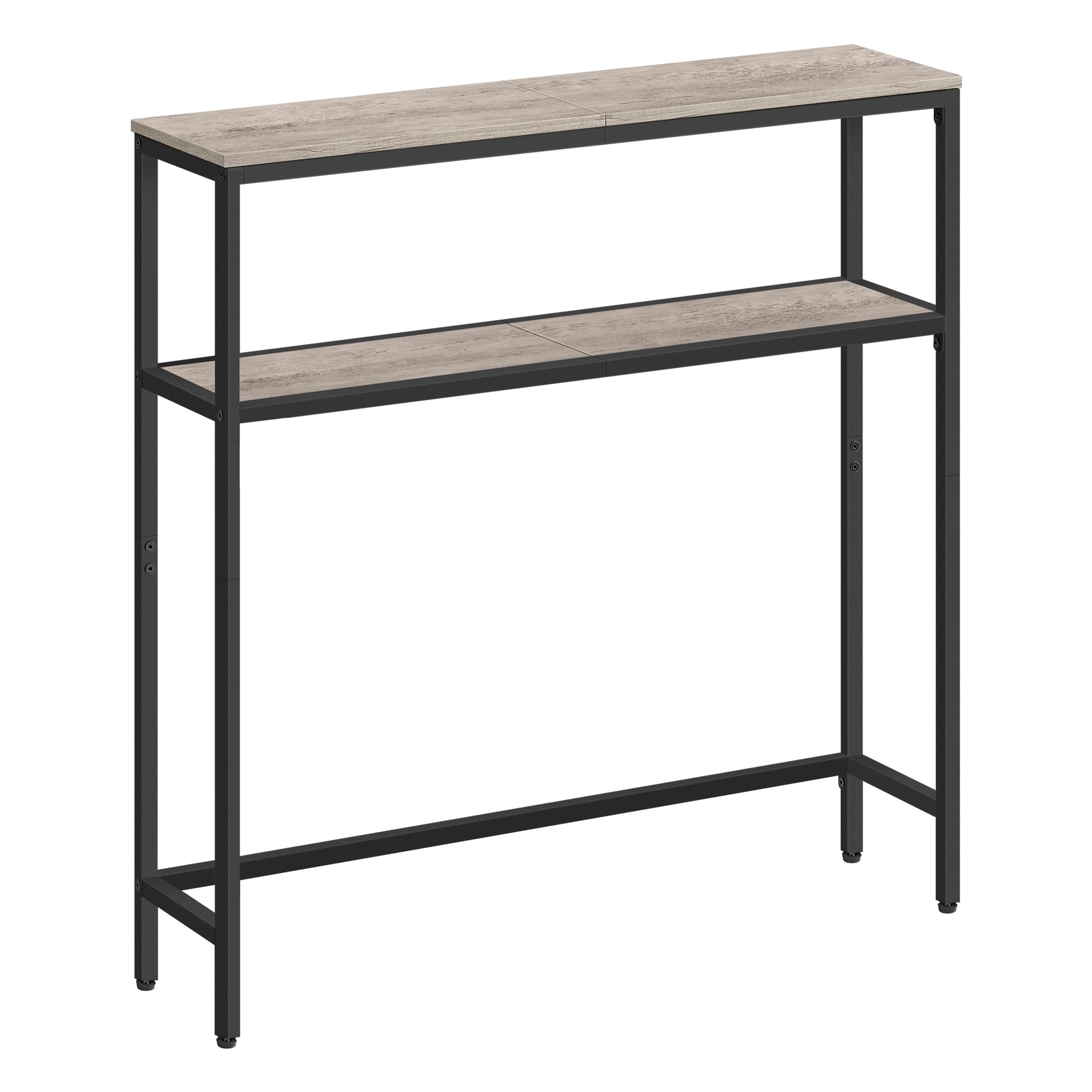 VASAGLE Mesa de Consola, Mesa Auxiliar Estrecha, 20 x 80 x 80 cm, Mesa de Entrada Moderna con 2 Estantes, para Sala de Estar, Dormitorio, Greige Mélange y Negro Tinta LNT130K02