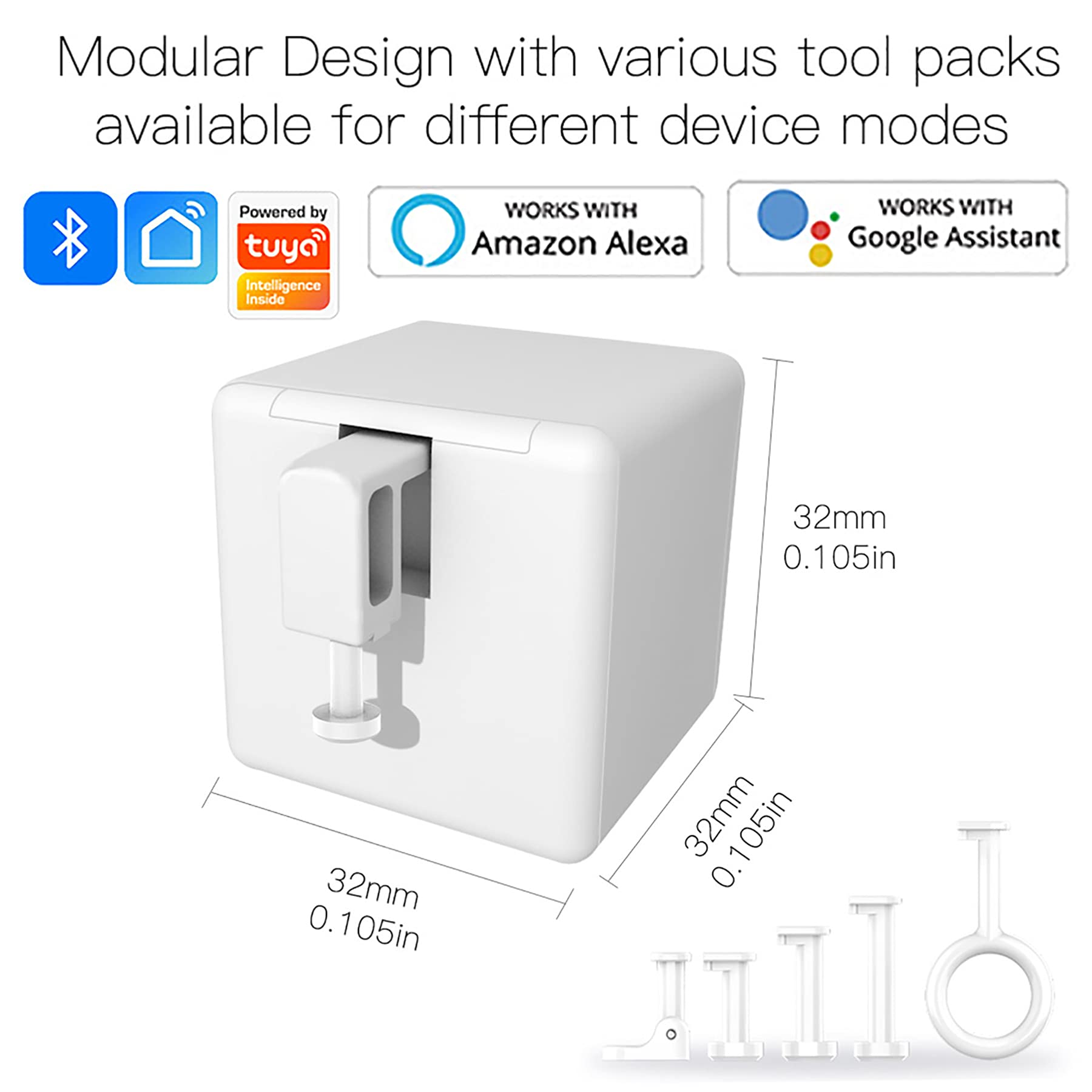 Botón Smart Switch Pusher: Bluetooth Fingerbot Plus con kit de herramientas para todos los interruptores, control de la aplicación Tuya, añadir el hub Bluetooth Tuya para que sea compatible con Alexa,