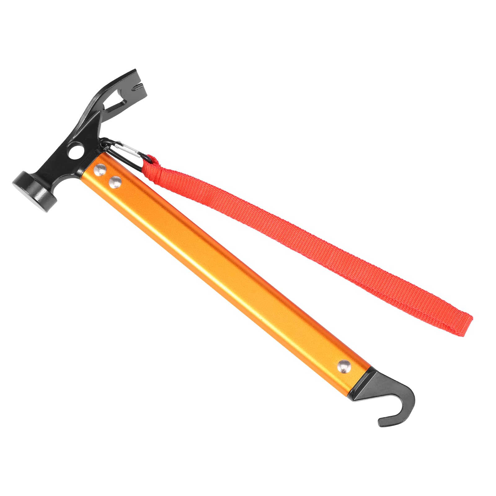 Patnfr Orange Camping Hammer Heavy Duty - Tent Stake Remover With Hook, High Steel Tent Hammer Peg Puller Extractor Tool, With Holding Strap(Orange)