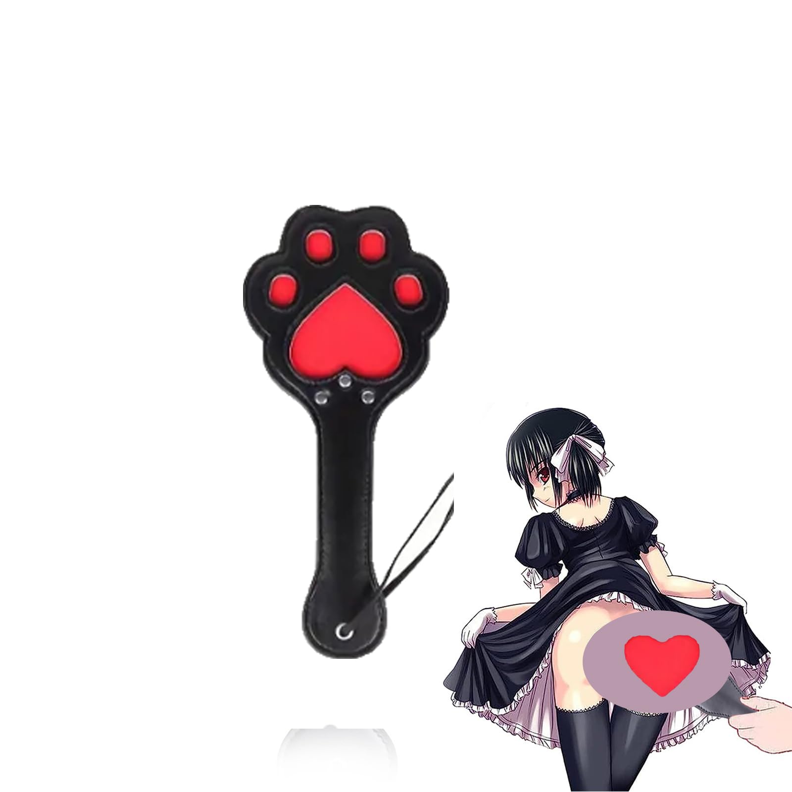 Sex Paddle with Couples Spanking Paddle for SM Games Adult Paddle Flogger for Sex PU Leather Sex Whip Adult BDSM Paddle Sex Toys: Heart Shaped Cat's Paw