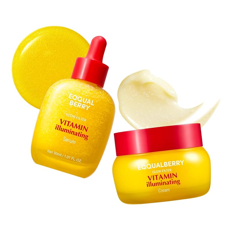 EQQUALBERRY Conjunto de Sérum Iluminador com Vitamina C e Creme com Niacinamida, TXA e Ceramidas