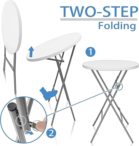 Miniatura 7 de HiEthan 32 Round Folding Table Folding Cocktail Table,Bar Height Table, High Top Table Indoor Outdoor for Parties, Patio, Backyard, Dining Room,